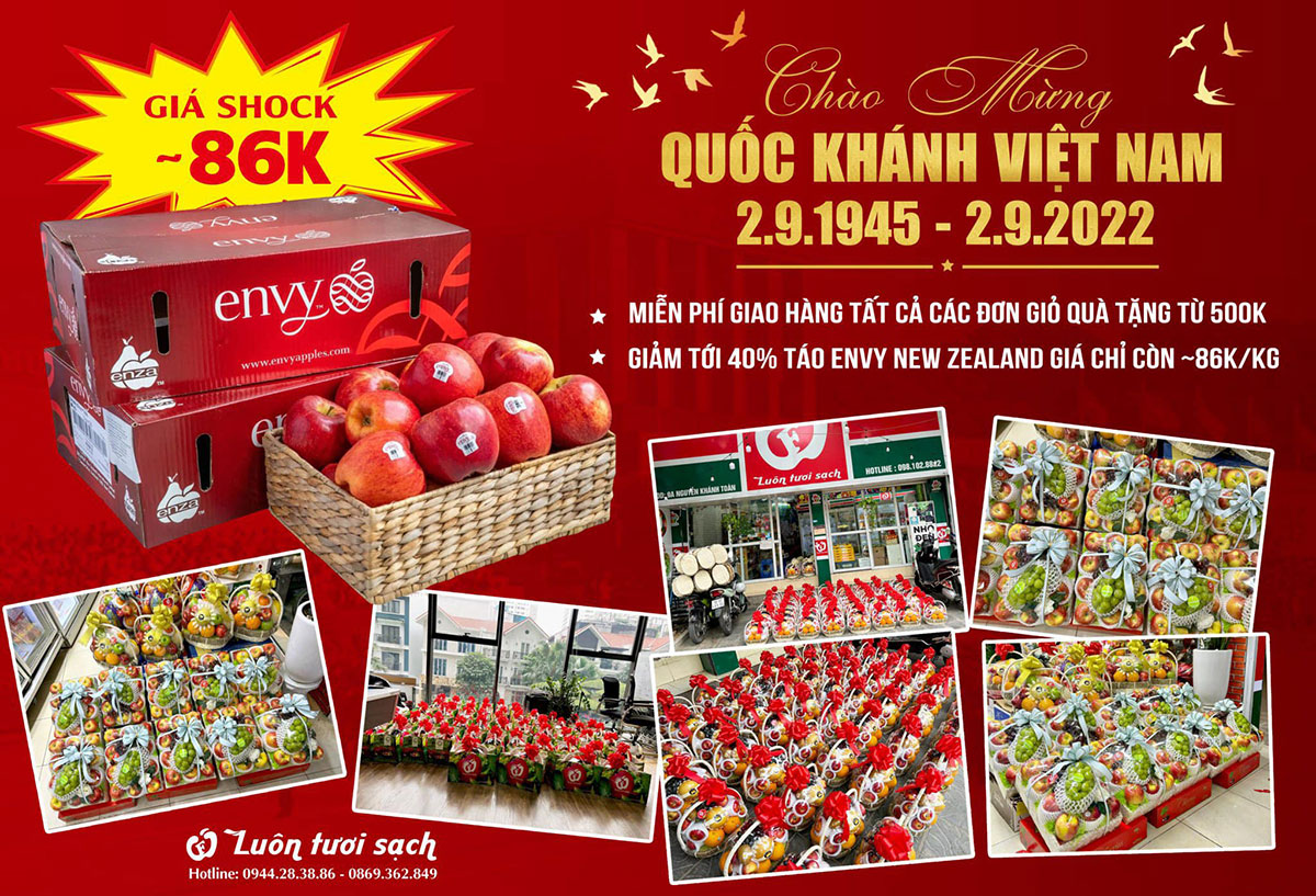 Giỏ, hộp quà tặng trái cây ngày Quốc Khánh Việt Nam